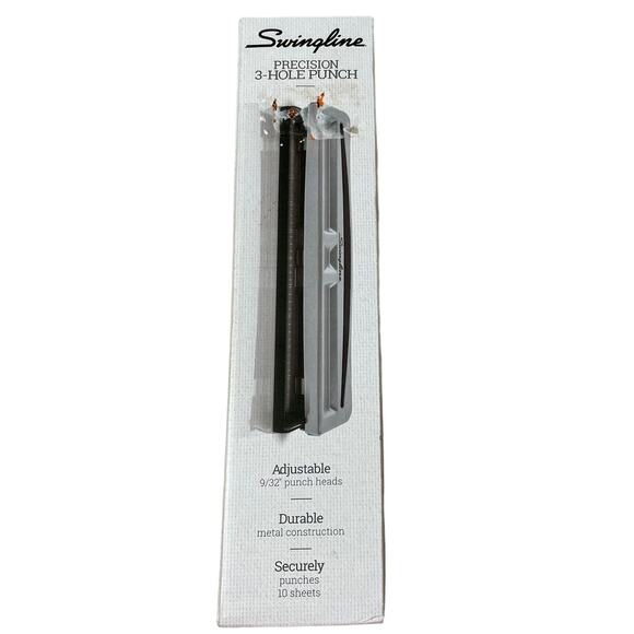 Swingline Precision 3 Hole Punch Brand New in Box 10 Sheet Capacity Silver NIB - Picture 1 of 6